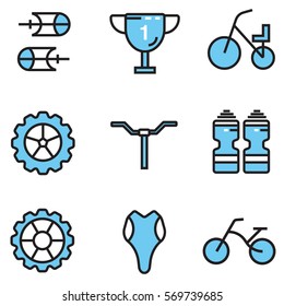 Bicycle icon set illustration design, line colour EPS10