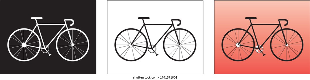 Bicycle icon set, line drawing