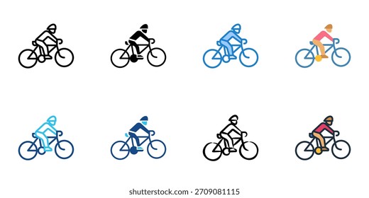 Bicycle icon set multiple style vector collection. Editable Stroke 
