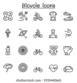 Bicycle icon set in thin line style