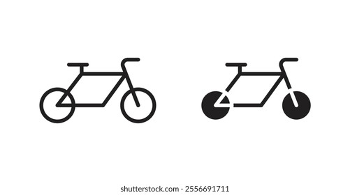 Bicycle icon set in Thin line black color.