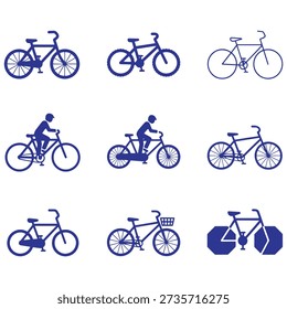 Bicycle Icon Set Vector – Cycling, Bike and Transport Symbols
