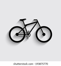 bicycle icon with shadow on a grey background
