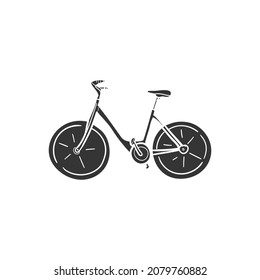 Bicycle Icon Silhouette Illustration. Vintage Bike Vector Graphic Pictogram Symbol Clip Art. Doodle Sketch Black Sign.