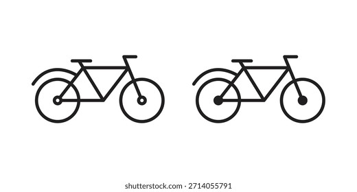 Ícone de bicicleta silhueta projetos vetoriais. Traçados editáveis