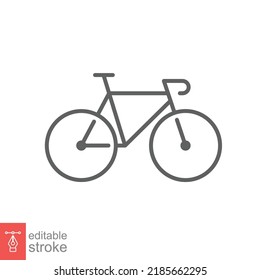 Bicycle icon. Simple outline style. Bike, race, transportation concept. Thin line vector illustration isolated on white background. Editable stroke EPS 10.
