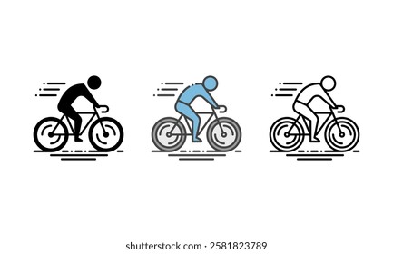 bicycle icon - symbolizing cycling as a hobby and outdoor activity. vector icon with Outline, Glyph and Filled Outline Style