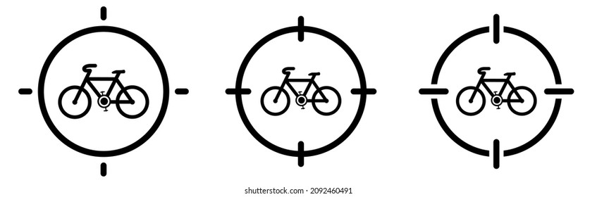 Bicycle icon in target crosshair. Focus on biking concept