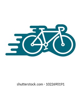 bicycle icon in trendy flat style, motion of bicycle 