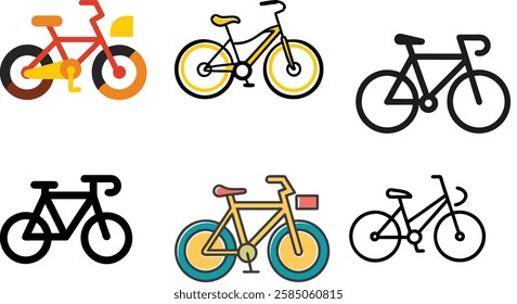 Bicycle Icon Vector Art Illustration Bundle Image Set