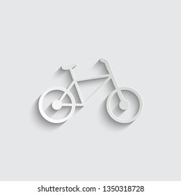  bicycle icon vector. Black symbol of bicycle with shadow on a grey background