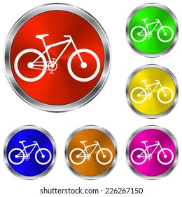 bicycle icon - vector glossy colourful buttons