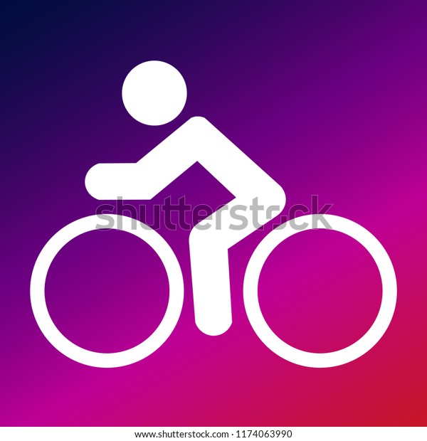 Bicycle icon vector illustrator creative\
design purple and pink gradient\
background