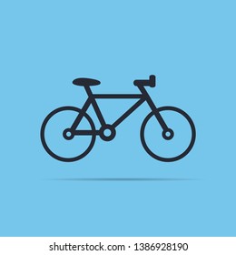 Bicycle icon vector on a blue background with shadow. Vector illustration, eps10