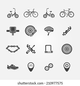 Bicycle icon vector set - bicycle symbols