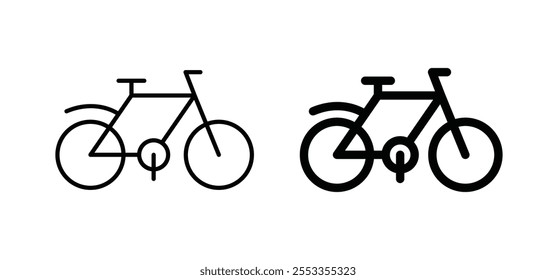 Iconos de la bicicleta en estilo relleno y delineado negro