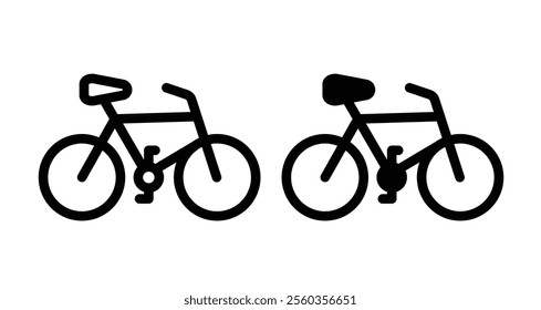 Bicycle Icons. black and white vector illustration set.