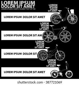 Bicycle icons and blank stripe for add text of business information. Vector style