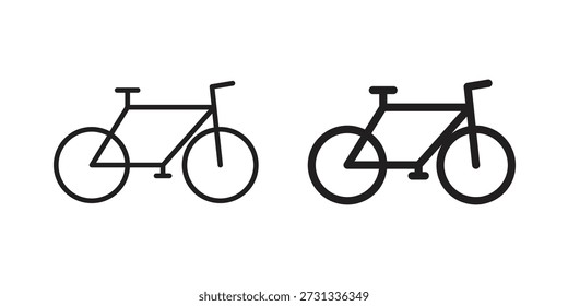 Bicycle icons collection. Thin linear and black flat icons