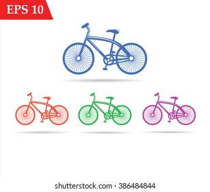 Bicycle icons colored set on white background for web or mobile application.Vector illustration 