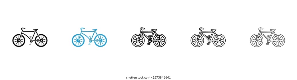 Bicycle icons in filled and 3 stroke weights