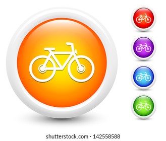Bicycle Icons on Round Button Collection Original Illustration
