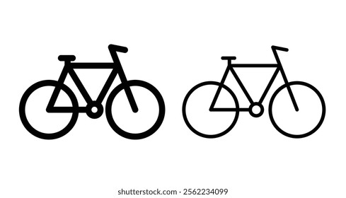 Bicycle Icons pack in outlined and flat versions