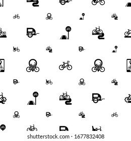 bicycle icons pattern seamless. Included editable filled bicycle lane, Bike, Bike Child seat, pet trailer, Bike rental, tour, rental app icons. bicycle icons for web and mobile.