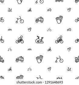 bicycle icons pattern seamless white background. Included editable outline truck rocket, exercise bike, family bicycle, child bicycle icons. icons for web and mobile.