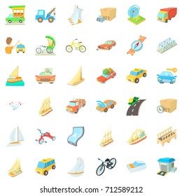 Bicycle icons set. Cartoon style of 36 bicycle vector icons for web isolated on white background