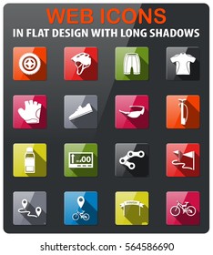 bicycle icons set in flat design with long shadow