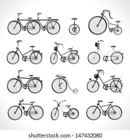 Bicycle Icons Set - Isolated On White Background - Vector Illustration, Graphic Design Editable For Your Design