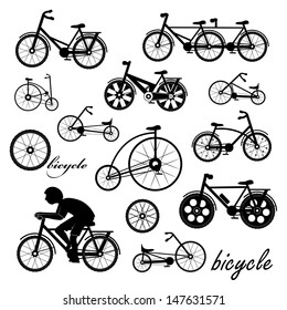 Bicycle Icons Set - Isolated On White Background - Vector Illustration, Graphic Design Editable For Your Design