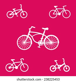 bicycle icons set on purple vector illustration, eps10, easy to edit