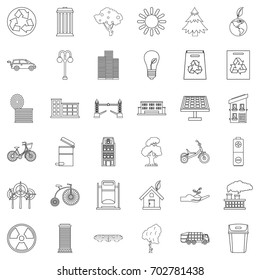 Bicycle icons set. Outline style of 36 bicycle vector icons for web isolated on white background