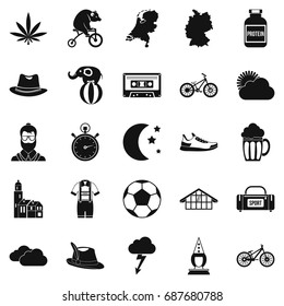 Bicycle icons set. Simple set of 25 bicycle vector icons for web isolated on white background