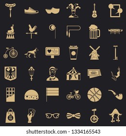 Bicycle icons set. Simple style of 36 bicycle vector icons for web for any design