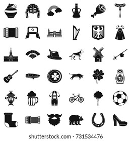 Bicycle icons set. Simple style of 36 bicycle vector icons for web isolated on white background