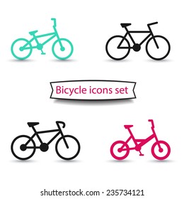 bicycle icons set vector illustration, eps10, easy to edit