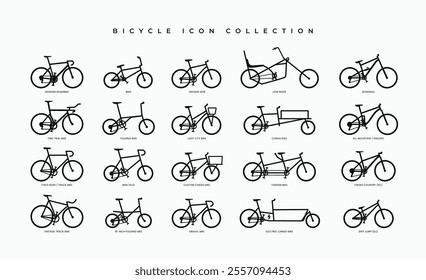 Bicycle icons set vector illustration. Different type bicycles icon for web, print, and mobile apps isolated object on white background