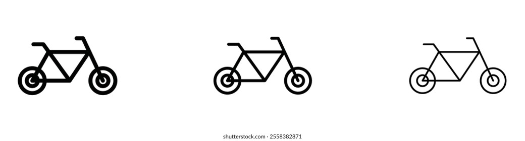 Bicycle icons in tree different stroke sizes