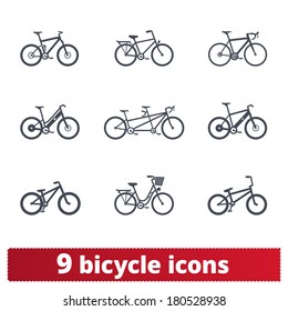 Bicycle icons: vector set of different bike signs