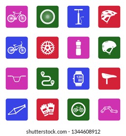 Bicycle Icons. White Flat Design In Square. Vector Illustration. 