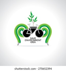 bicycle idea green save environment vector illustration 