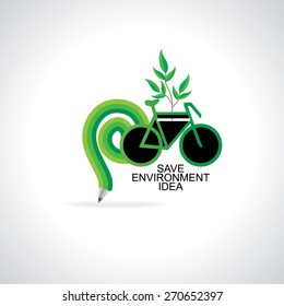 bicycle idea green save environment vector illustration 