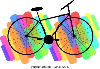 bicycle illustration with colorful background	