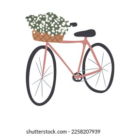 bicycle illustration, farm life illustration clipart, farm market, cottage scenery clip art, flat vector style