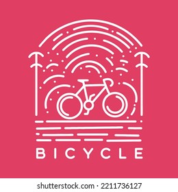 bicycle illustration Monoline Vector, bicycle day vintage badge, creative emblem Design For T-shirt Design