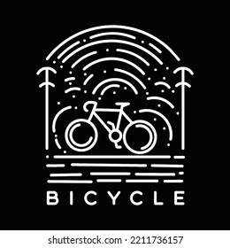 bicycle illustration Monoline Vector, bicycle day vintage badge, creative emblem Design For T-shirt Design