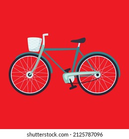 Bicycle illustrations set on a red background